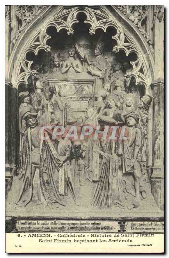CPA Amiens Cathedrale Histoire de Saint Firmin baptistant les Amienois 