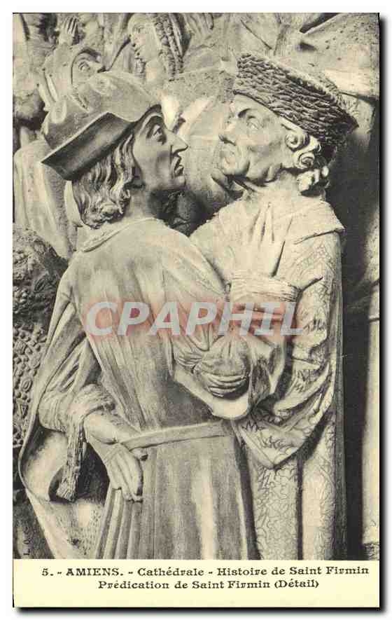 CPA Amiens Cathedrale Histoire de Saint Fermin Predication de Saint Firmin Detail 