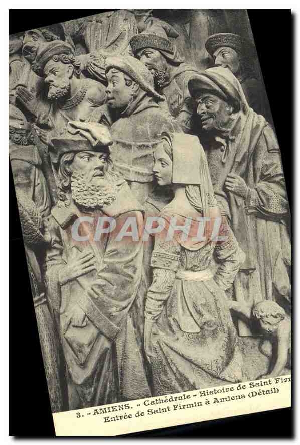 CPA Amiens Cathedrale Histoire de Saint Fermin Entree de Saint Fermin a Amiens 