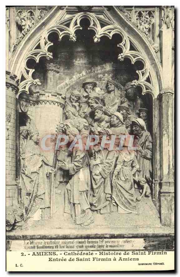 CPA Amiens Cathedrale Histoire de Saint Fermin Entree de Saint Firmin a Amiens 