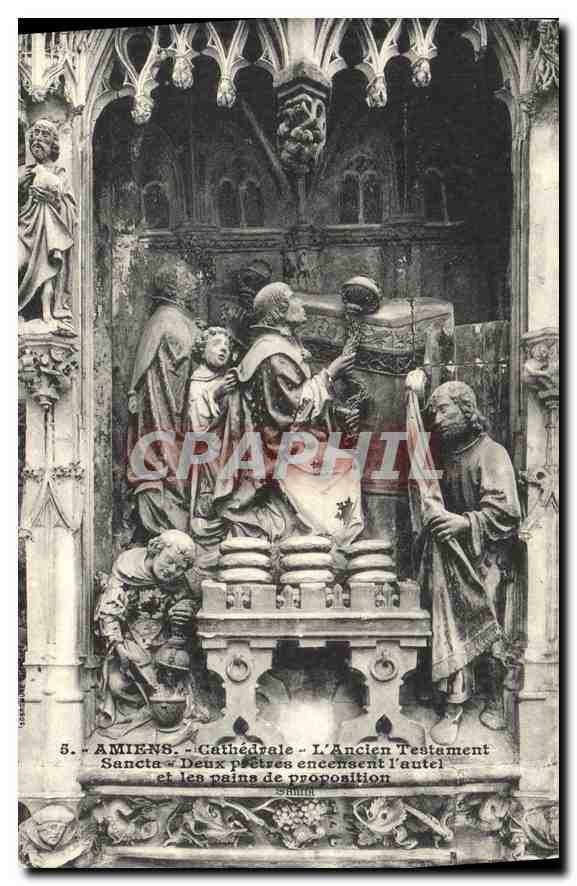 CPA Amiens Cathedrale l'Ancien Testament Sancta Deux pretres encensent l'autel et les paina de propo