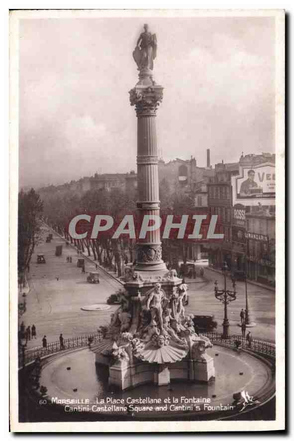 CPA Marseille La Place Castellane et la Fontaine