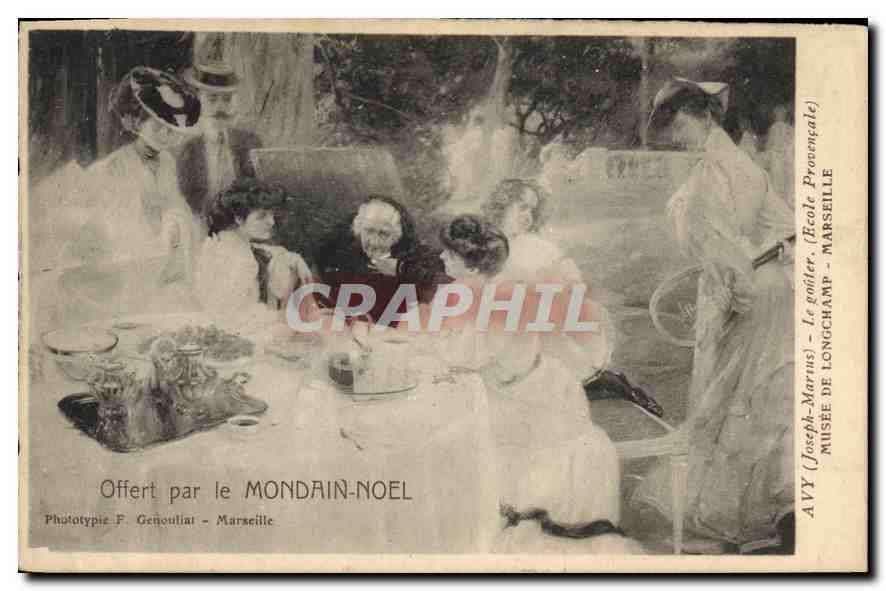 CPA Marseille Offert par le Mondain noel Avy Le gouter Ecole provencale Musee de Longchamp 