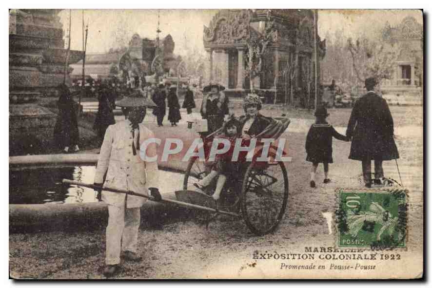 CPA Marseille Exposition coloniale 1922 Promenade en Pousse Pousse