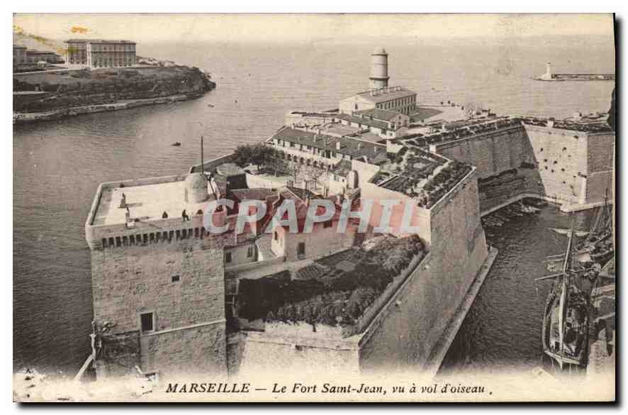 CPA Marseille Le Fort St Jean vu a vol d'oiseau