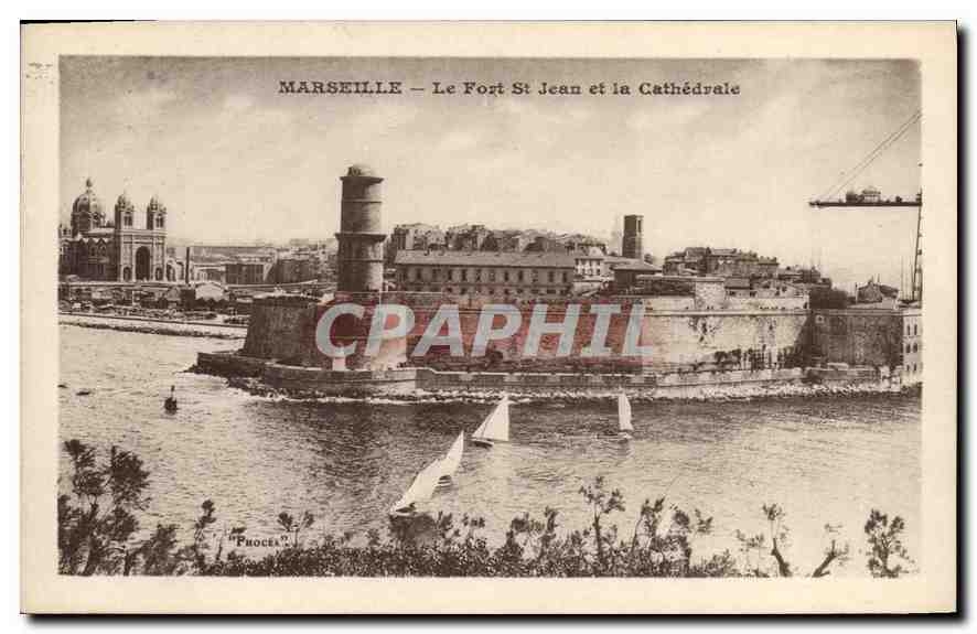 CPA Marseille Le Fort St Jean et la Cathedrale