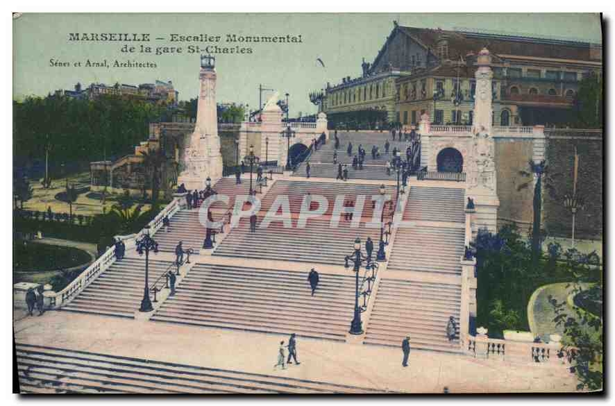 CPA Marseille Escalier Monumental de la Gare St Charles 