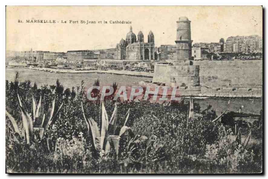 CPA Marseille Le Fort St Jean et la Cathedrale 