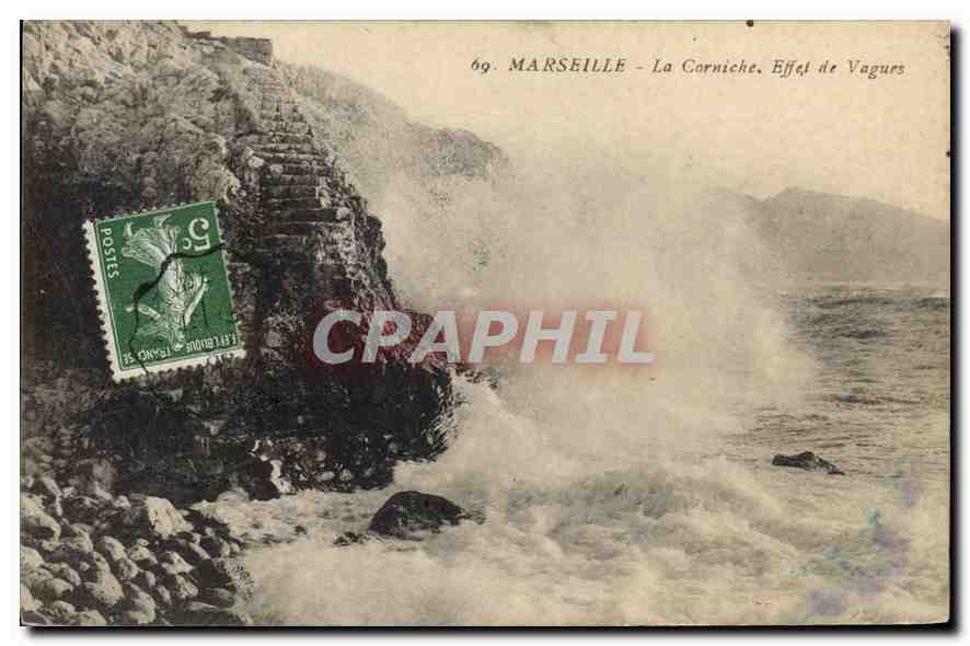 CPA Marseille la Corniche Effet de Vagues 