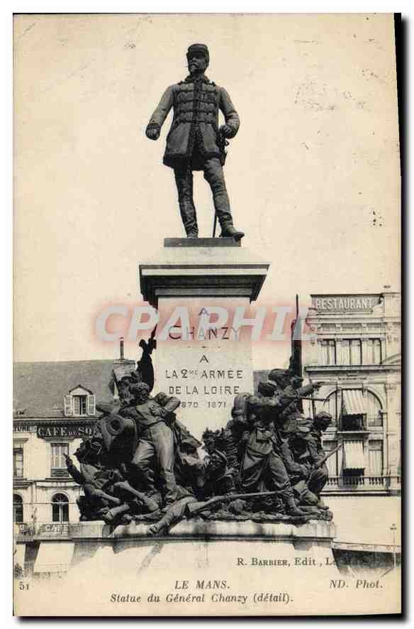 CPA Le Mans Statue du General Chanzy detail
