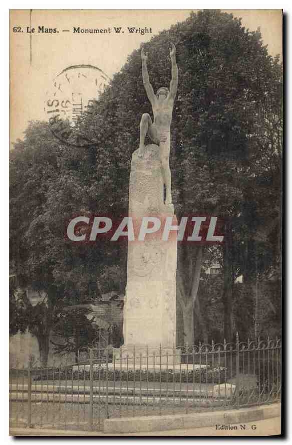 CPA Le Mans Monument W Wright Avion Aviation
