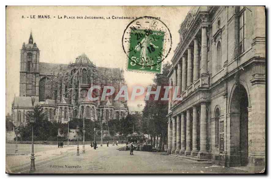 CPA Le Mans La Place des Jacobains La Cathedrale 