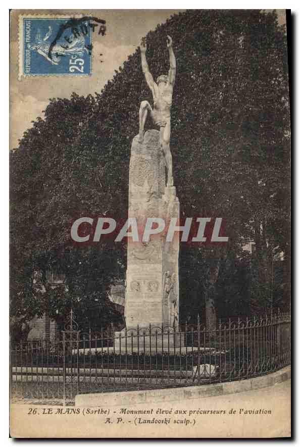CPA Le Mans Sarthe Monument eleve aux precurseurs de l'aviation Avion