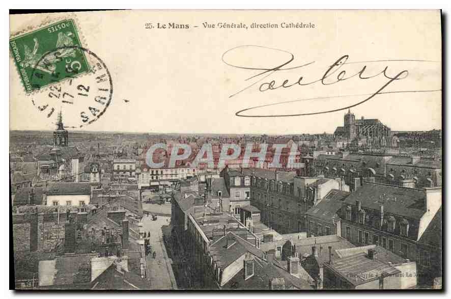 CPA Le Mans Vue Generale direction Cathedrale 