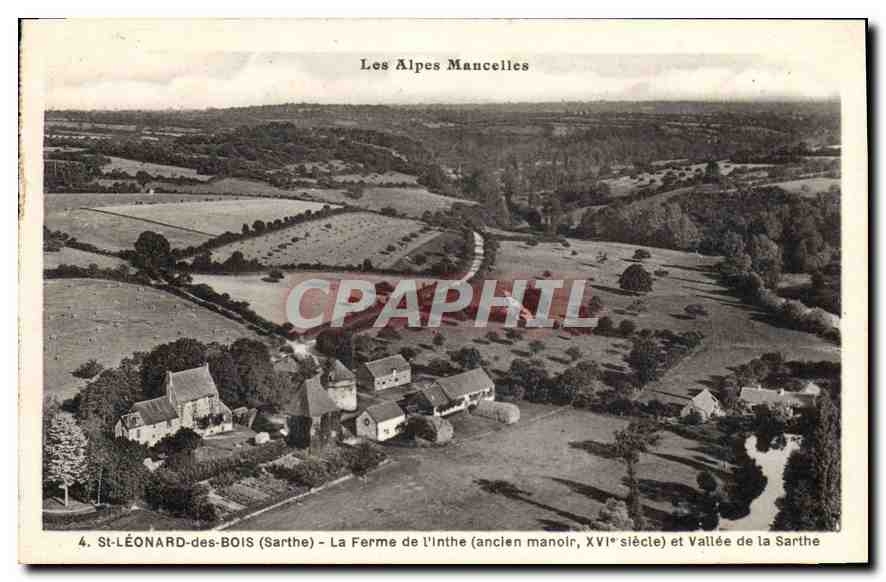 CPA St Leonard des Bois Sarthe La Ferme de l'inthe ancien manoir XVI siecle et Vallee de la Sarthe 