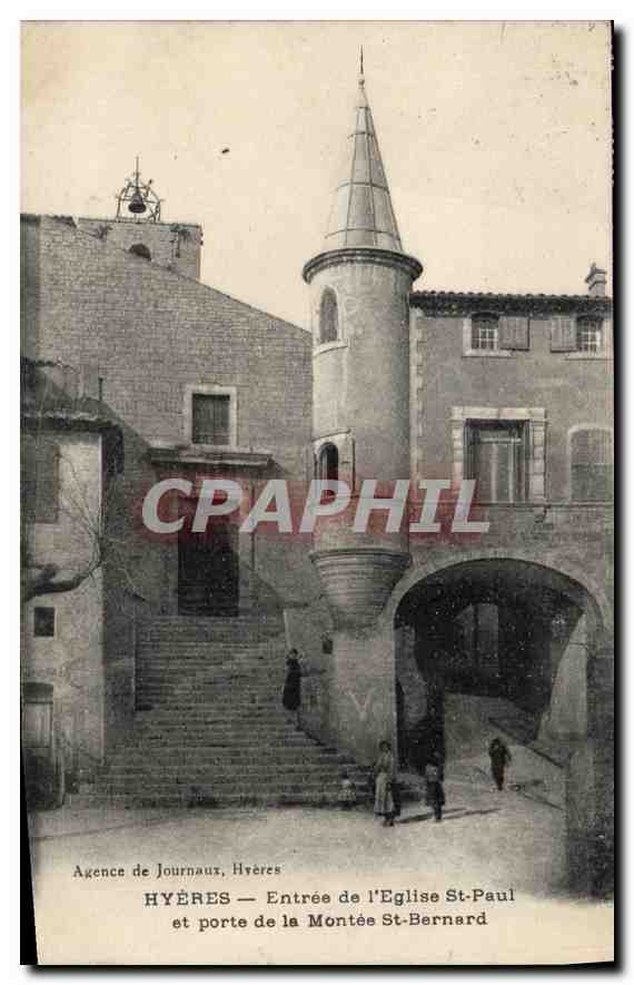 CPA Hyeres Entree de l'Eglise St Paul et porte de la Montee St Bernard