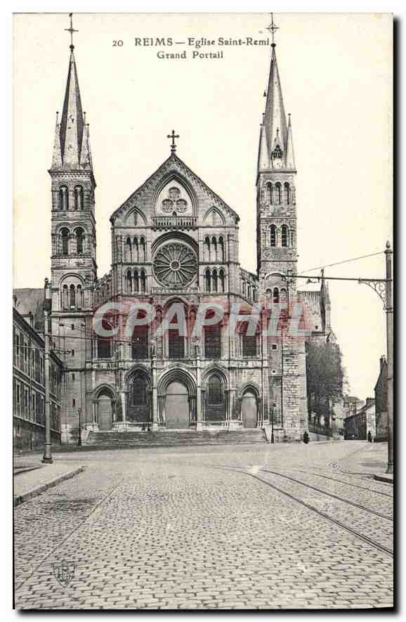 CPA Reims Eglise Saint Remi Grand Portail