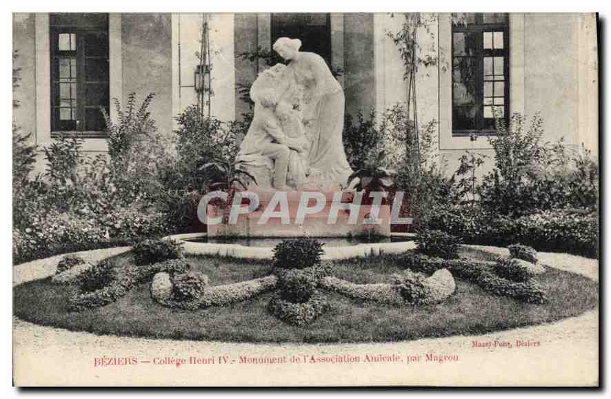 CPA Beziers College Henri IV Monument de l'Association 