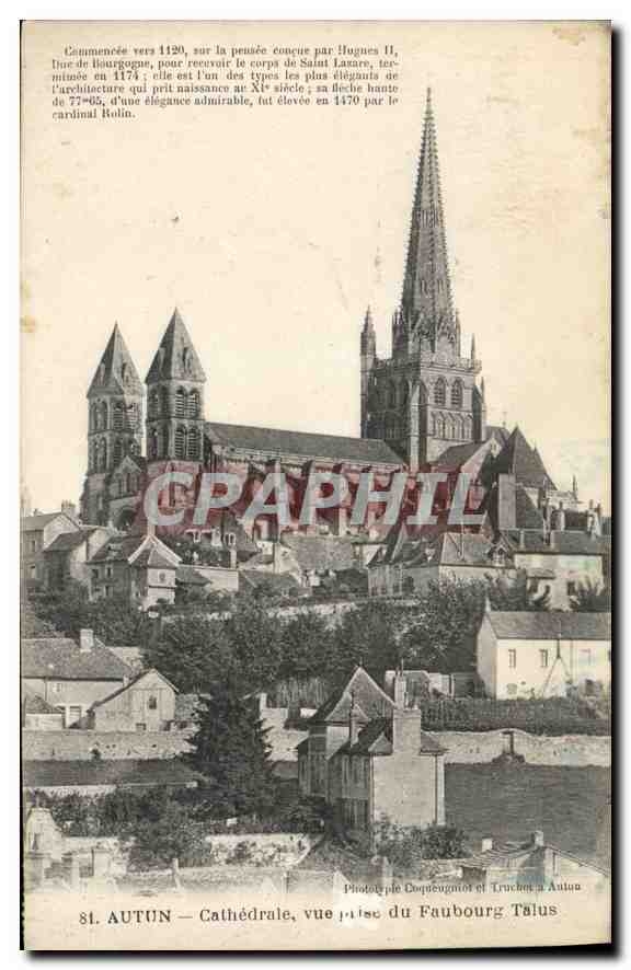CPA Autun Cathedrale vue prise du Faubourg Talus 