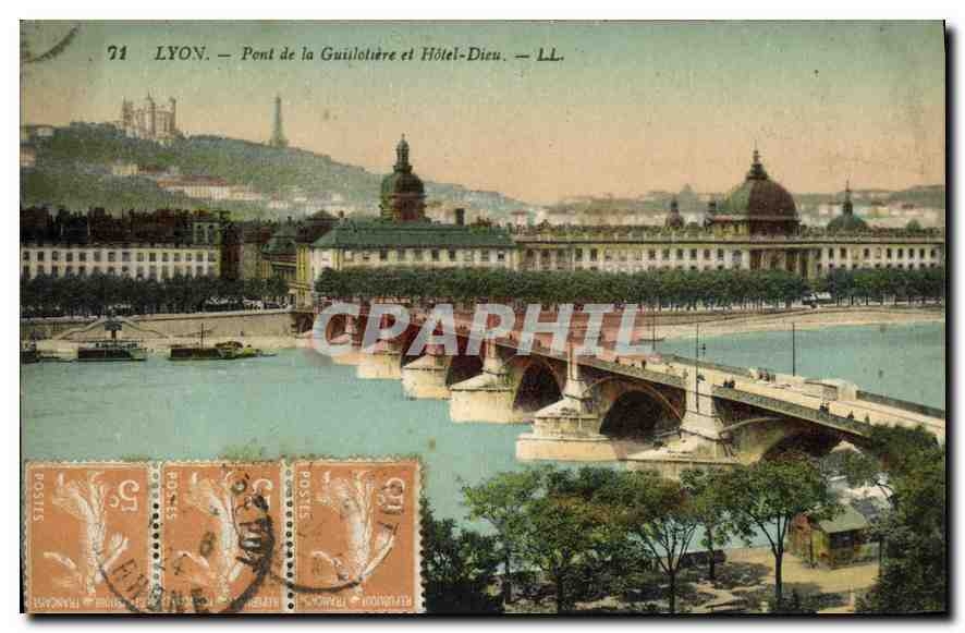 CPA Lyon Pont de la Guillotiere et Hotel Dieu 