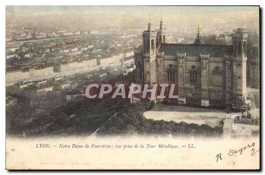 CPA Lyon Notre Dame de Fourvieres vue prise de la Tour Metallique 