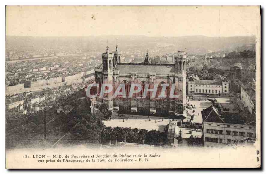 CPA Lyon ND de Fourviere et Junction du Rhone et de la Saone 