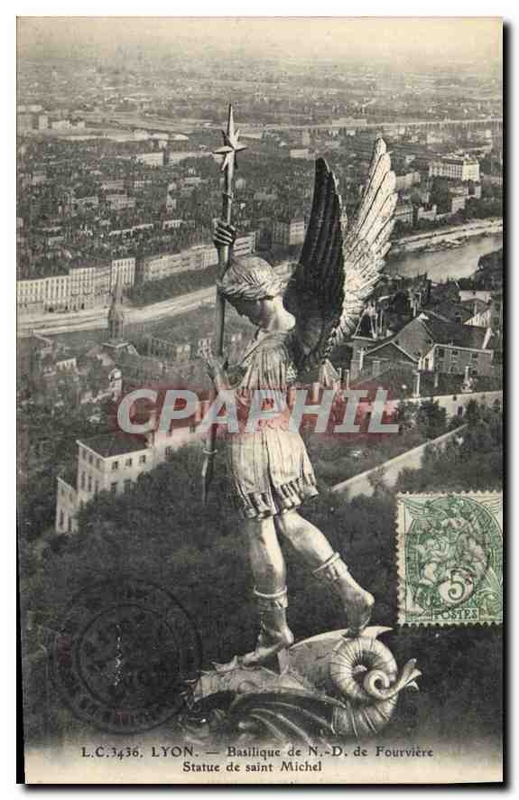 CPA Lyon Basilique de ND de Fourviere Statue de Saint Michel