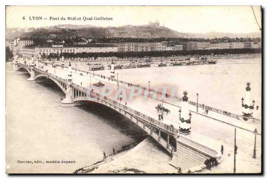 CPA Lyon Pont du Midi et Quai Gailleton 