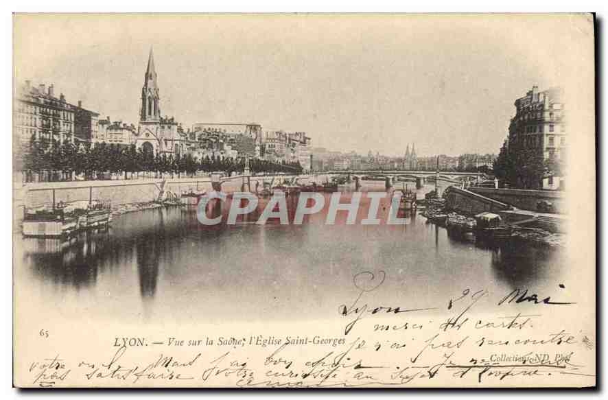 CPA Lyon Vue sur la Saone l'Eglse Saint Georges 