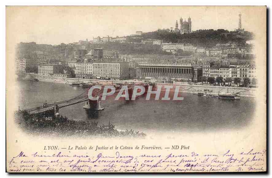 CPA Lyon Le Palais de Justice et le Coteau de Fourvieres 