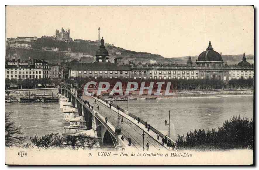 CPA Lyon Pont de la Guillotiere et Hotel Dieu