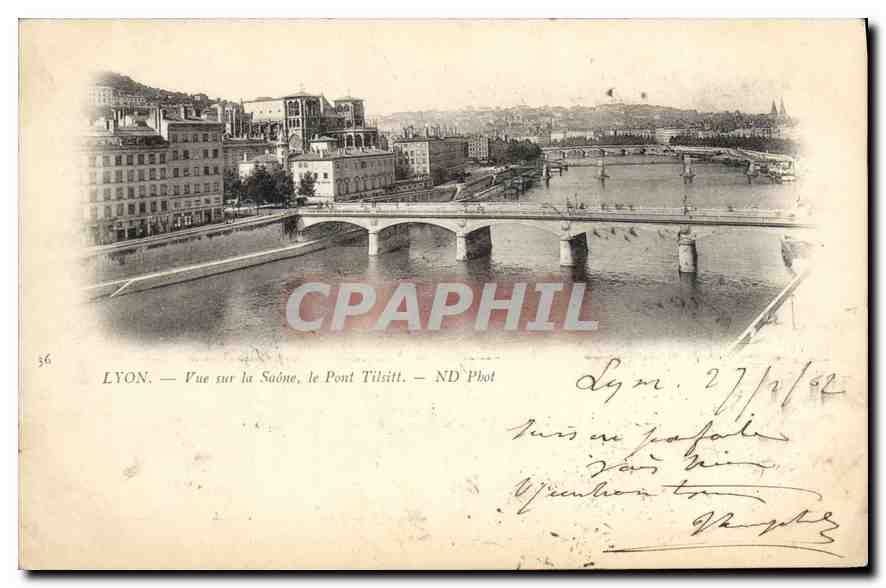 CPA Lyon Vue sur la Saone le Pont Tilsitt