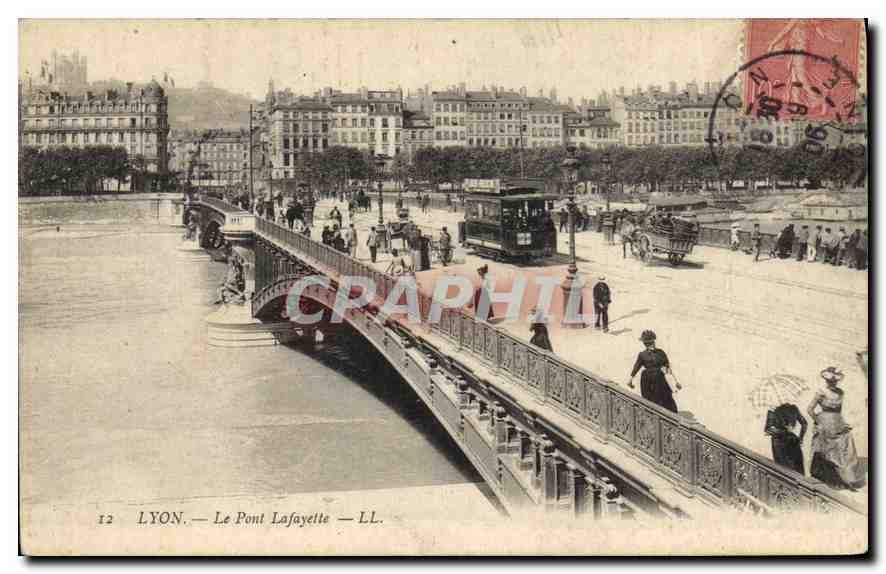 CPA Lyon Le Pont Lafayette Tramway