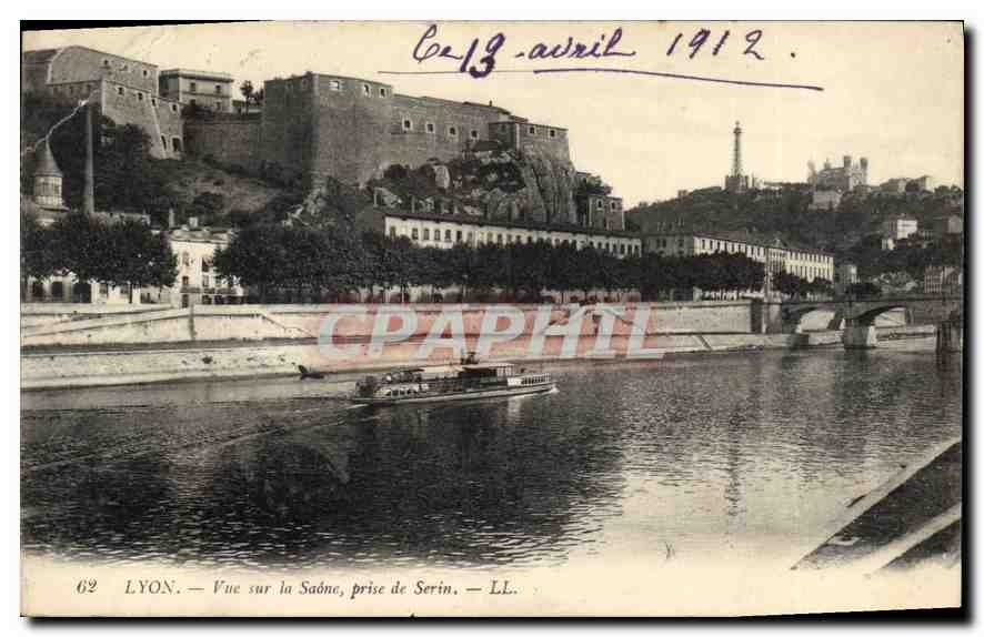 CPA Lyon Vue sur la Saone prise de la Serin 