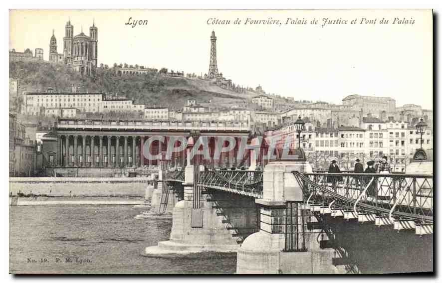 CPA Lyon Coteau de Fourviere Palais de Justice et Pont du Palais 
