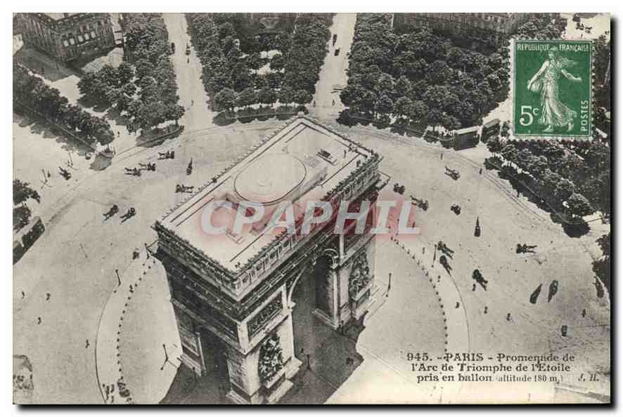CPA Paris Promenade de l'Arc de Triomphe de l'Etoile pris en ballon