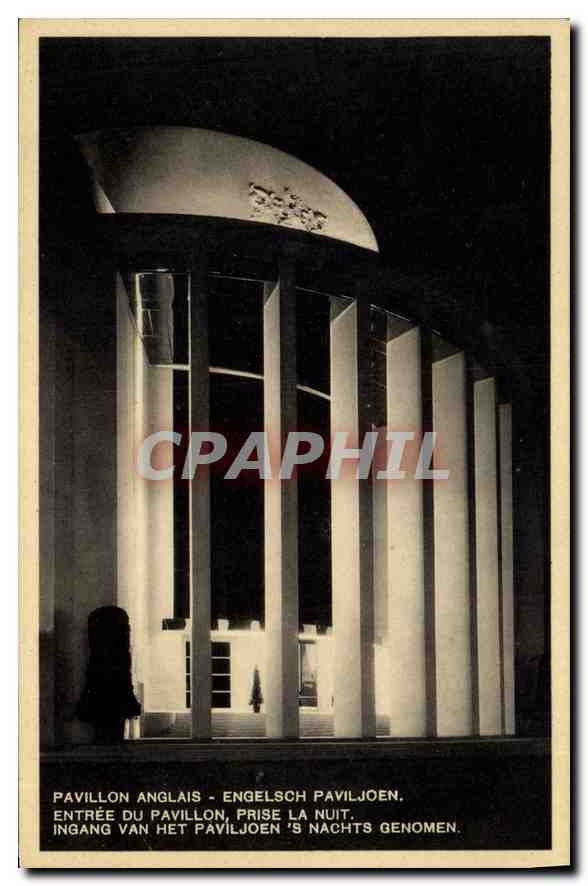 CPA Entree du Pavillon Prise la Nuit Pavillon anglais Bruxelles 1935