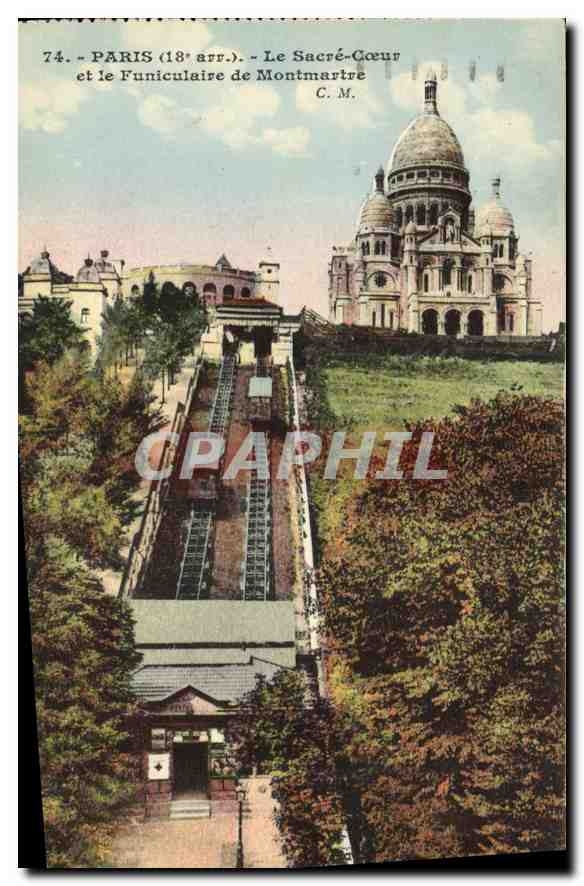 CPA Paris Le Sacre Coeur et le Funiculare de Montmartre