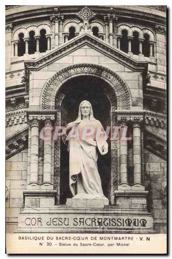 CPA Basilique du Sacre Coeur de Montmartre Statue du Sacre Cœur par Michel