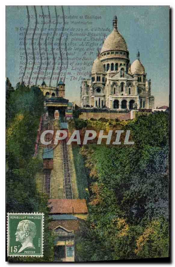 CPA Paris Funiculaire et Basilique du Sacre Coeur de Montmartre