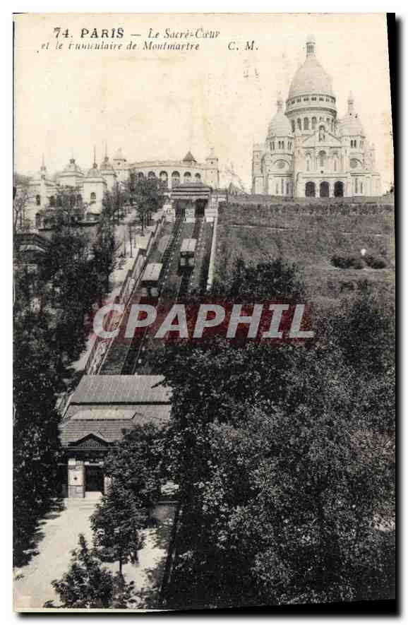 CPA Paris Le Sacre Coeur et le Funiculaire de Montmartre