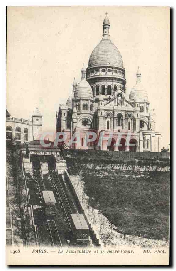 CPA Paris Le Funiculaire et le Sacre Coeur