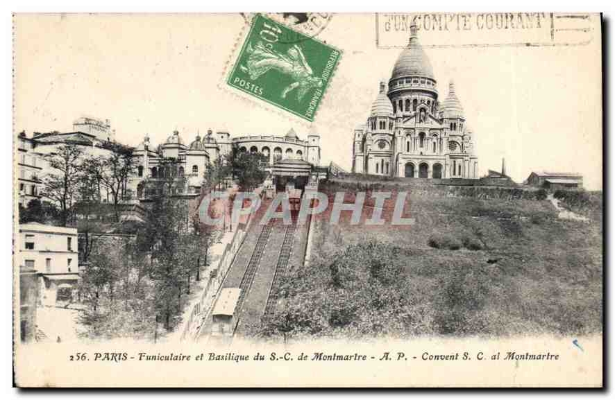 CPA Paris Funiculaire et Basilique du SC de Montmartre