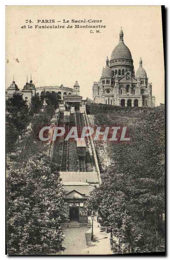 CPA Paris Le Sacre Coeur et le Funiculaire de Montmartre