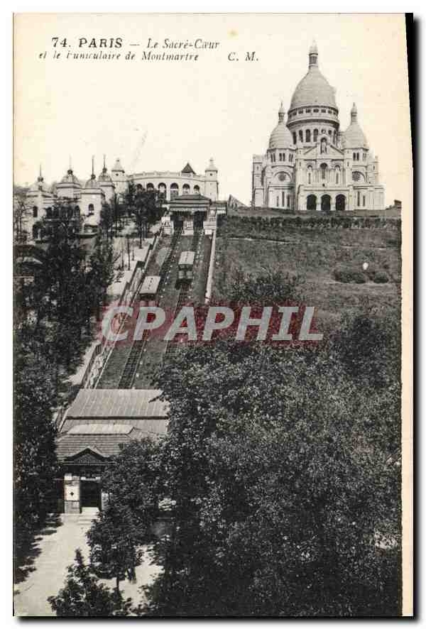 CPA Paris Le Sacre Coeur et le Funiculaire de Montmartre