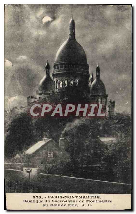 CPA Paris Montmartre Basilique du Sacre Coeur de Montmartre au clair de lune