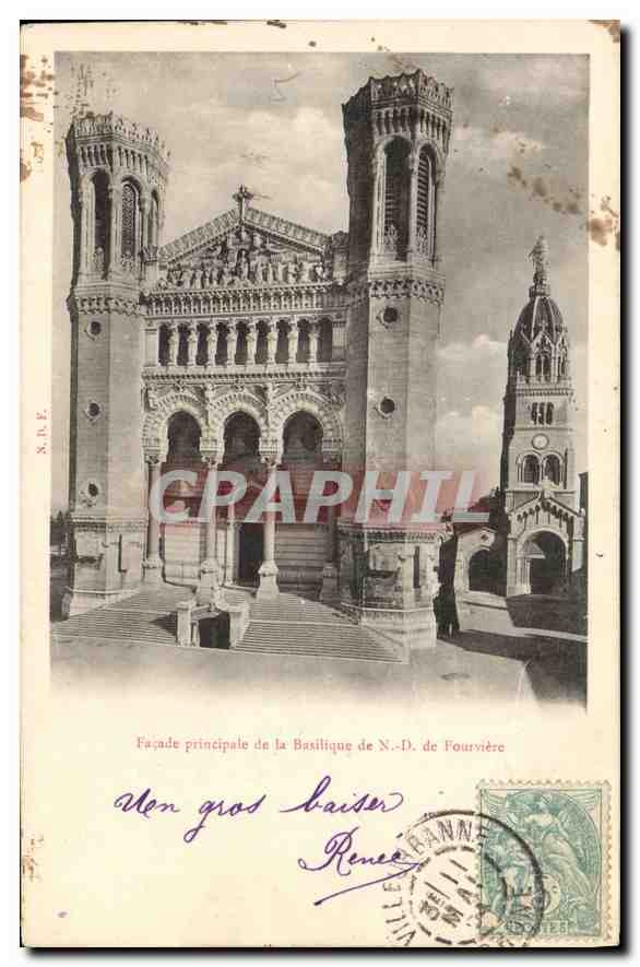 CPA Facade principale de la Basilique de ND de Fourviere 