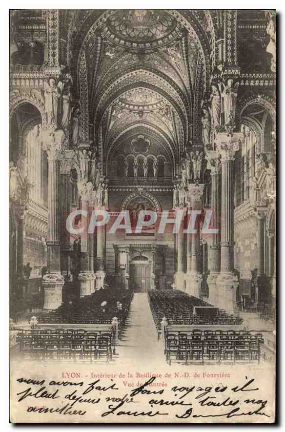 CPA Lyon Interieur de la Basilique de ND de Fourviere Vue de l'Entree 