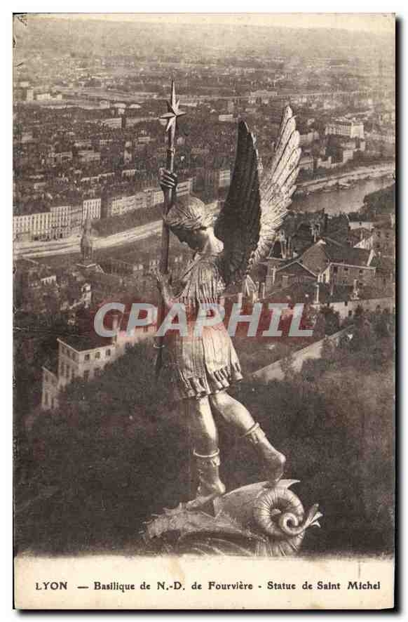 CPA Lyon Basilique de ND de Fourviere Statue de Saint Michel 
