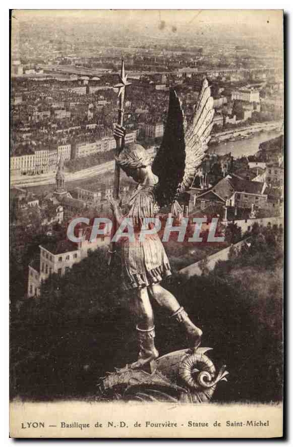 CPA Lyon Basilique de ND de Fourviere Statue de Saint Michel 